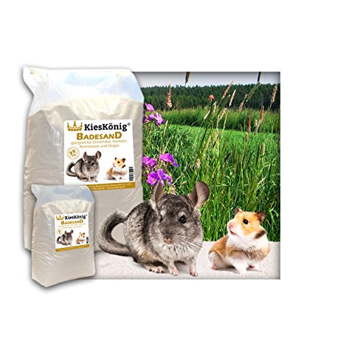 Premium Badesand für Chinchillasand, Hamster, Rennmäuse und Degus - samtweiche abgerundete Körnung 5 Kilogramm von Kieskönig