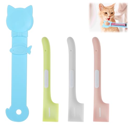 Katzenfutterspender für Katzen, niedliche Katzen-Streifen, Quetschlöffel und Mischlöffel für Tierfutter, multifunktional, leckbar, für Nassfutter, Katzen, Haustierbedarf, 4 Stück Katzenfutterspender für Katzen, niedliche Katzen-Streifen, Quetschlöffel und Mischlöffel für Tierfutter, multifunktional, leckbar, für Nassfutter, Katzen, Haustierbedarf, 4 Stück von Kifmurase