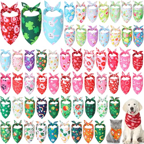 Kigeli Hundehalstücher für den Urlaub, Valentinstag, Halstücher für Hunde, St. Patricks, Hundehalstücher, Oster-Hundehalstücher, Party-Kostüm, Zubehör für kleine, mittelgroße und große Haustiere, 80 x von Kigeli