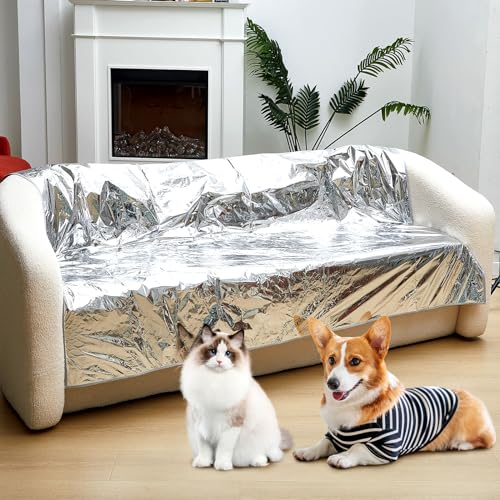 Kigley Schmerzfreie Haustierabwehr-Matte, 168 x 153 x 0,1 cm, nicht elektrische Couch-Pads für Hunde und Katzen, hält Haustiere von Möbeln fern, für Katzen, Hunde, 2 Stück, silberfarben von Kigley