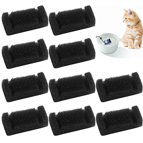 10 Stück Schwammfilter für Katzenbrunnen, Wasserpumpenfilter Katzenbrunnen Filterschwamm Ersatz Schwamm für 84 Unzen/ 2,5 Liter Trinkbrunnen für Katze und Hunde von Kigniote