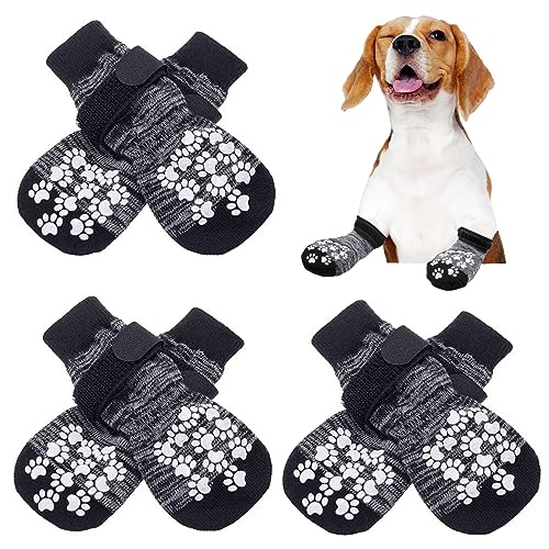 Kigniote 3 Paar Anti-Rutsch Socken Für Hunde Indoor Hundeschuhe Pfotenschutz Hundesocken mit Klettverschluss Antirutschsocken Hund für den Innenbereich auf Hartholzboden Grau - S Kigniote 3 Paar Anti-Rutsch Socken Für Hunde Indoor Hundeschuhe Pfotenschutz Hundesocken mit Klettverschluss Antirutschsocken Hund für den Innenbereich auf Hartholzboden Grau - S von Kigniote