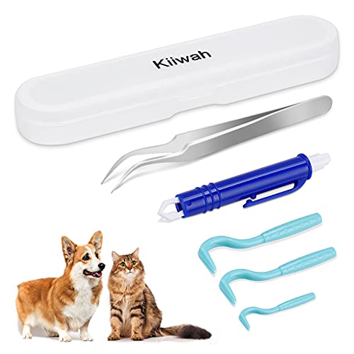 5er Zeckenzange Set, Edelstahl Zeckenpinzette Zeckenhaken Zeckenentferner mit Aufbewahrungsbox für Hunde Katze Mensch Kinder von Kiiwah