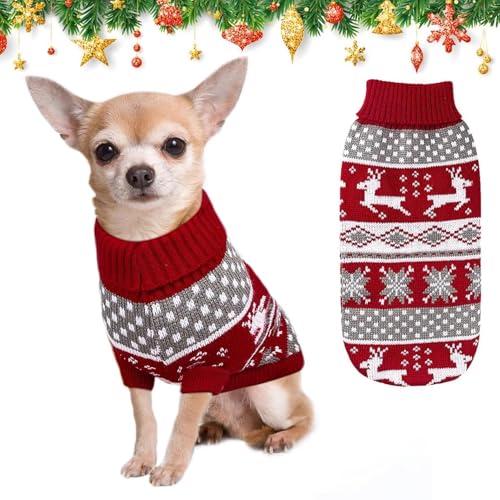 Kiiwah Hundepullover Katzenpullover Weihnachten, Hundepullover Kleine Hunde, Weihnachtspullover Hund, Hundepulli Pullover für Katze Hund Winter Warm (L) von Kiiwah