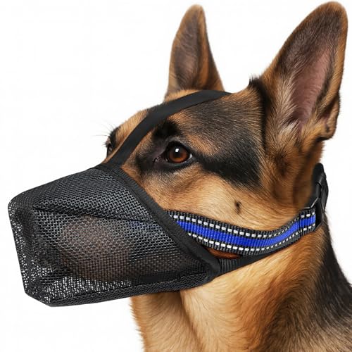 Kiiwah Maulkorb Hund, Atmungsaktiver Maulkorb Mittlere Hunde mit Mesh-Design, Weicher Verstellbarer Maulkörbe für Kleine Mittlere und Große Hunde, Verhindert Beißen, Lecken und Kauen von Kiiwah