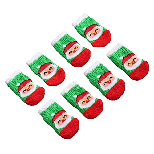 5 Paar rutschfeste Weihnachtssocken mit Weihnachtsmannmuster, Socken für Katzen, Hunde, Pfotenschutz, rutschfeste Hundesocken mit Pads (L) von Kikumi