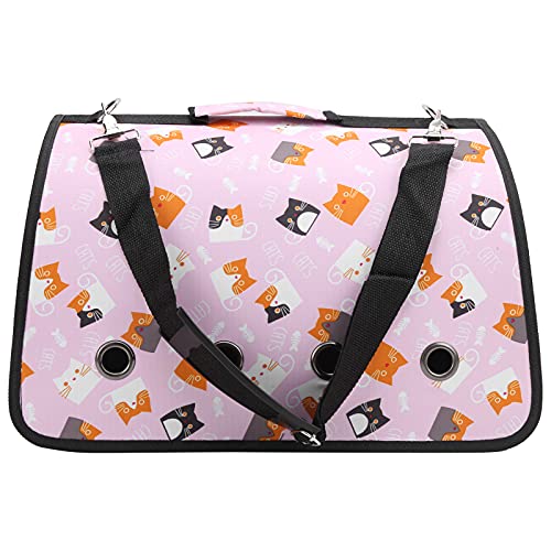 Faltbarer Kleintiertransporter, Outdoor-Handtasche für Katze und Welpe, 8 Löcher (Rosa Katze) von Kikumi