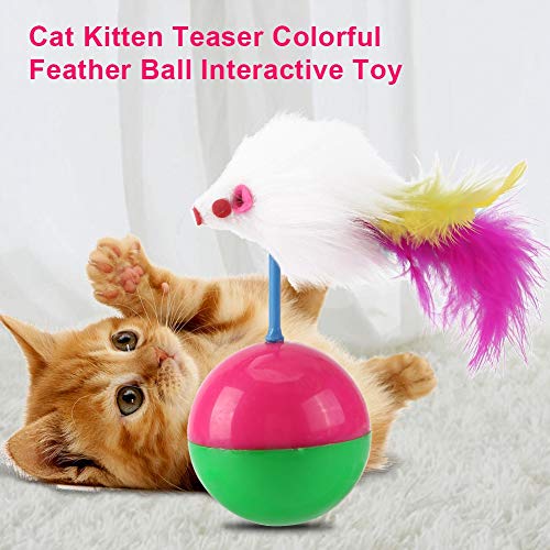 Kikumi Cat Toy - Haustierkatze Kätzchen Teaser -Tool Farbenfrohe Federn von Kikumi
