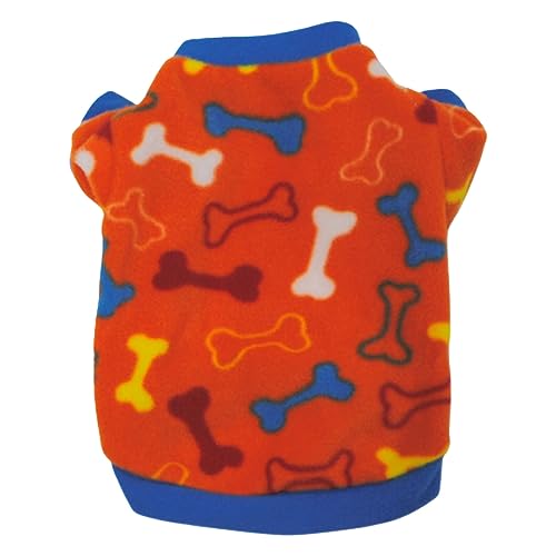 Kikumi Haustier Warme Kleidung Weicher Polyester Haustier Overall Orange Knochenmuster Hund Warme Kleidung für den Winter von Kikumi