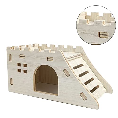Kikumi Hölzerne Hamsterhaus Spielzeug Bissfestes Hamster Versteck Haus für Hamsterzubehör (#3) von Kikumi