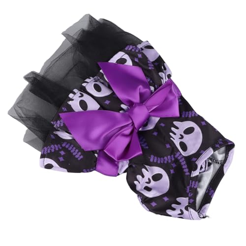 Kikumi Hunde Halloween Kleid Schädel Gesicht Bequeme Polyester -Waschkleid -Haustierkleid (Schädel) von Kikumi