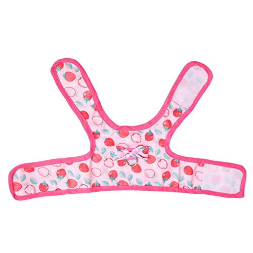 Kikumi Kaninchengurtkleid Rosa Cartoon Erdbeerdruck Färben Weiche Atmungsaktive Kaninchenkleidung Leine mit Schleppseil für Hamster (L) von Kikumi