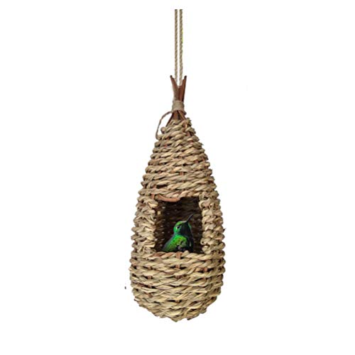 Kolibri-Häuser für Draußen, Zum Aufhängen, Gras, Zum Aufhängen, Vogelhütte, Handgewebtes Kolibri-Nest von Kikumi