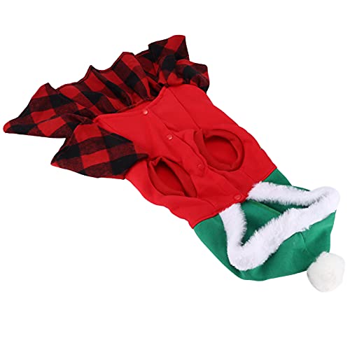Weihnachtshundkatze Kleid Warme und Leichte Karierte Netzherbst- und Winter -Haustierkleidung (S) von Kikumi