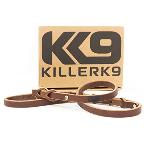 Killer K9 Amish Made Super Heavy Duty Leather Military and Police Training Leashes, 1/4" Thick Leather, Solid Brass Connector snap, Long - 6ft (65" ) von Killer K9