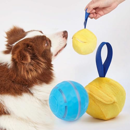 Kimee Elektrische interaktive Hundebälle, Smart Rolling Ball für Hunde mit Hundeball Plüschbezug, Automatisches aktives selbstbewegliches Hüpfspielzeug für Haustiere, Upgrade Interaktives von Kimee