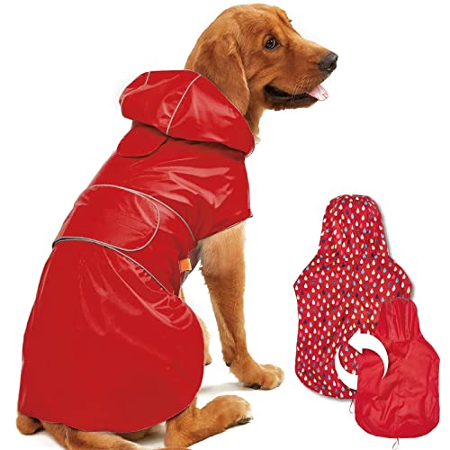 Kimee Hunde-Regenmantel, wendbar, einseitig, verstellbar, wasserdicht, mit Loch für die Leine, reflektierende Streifen, Kapuze, schneefest, winddicht, Kleidung für kleine bis 3XL, Größe M Kimee Hunde-Regenmantel, wendbar, einseitig, verstellbar, wasserdicht, mit Loch für die Leine, reflektierende Streifen, Kapuze, schneefest, winddicht, Kleidung für kleine bis 3XL, Größe M von Kimee