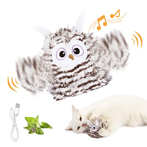 Kimee Interaktives Katzenspielzeug, wiederaufladbar, automatisch, zwitschernde Eule, Katzenspielzeug mit Katzenminze, Auto schlagende Flügel, Fliegender Vogel, Katzenspielzeug für Indoor-Katzen, um Kimee Interaktives Katzenspielzeug, wiederaufladbar, automatisch, zwitschernde Eule, Katzenspielzeug mit Katzenminze, Auto schlagende Flügel, Fliegender Vogel, Katzenspielzeug für Indoor-Katzen, um von Kimee