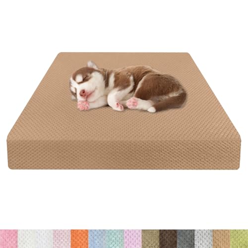 Kimgull Orthopädisches Hundebett Ananasstoff Hundematte 35D Schwamm Hundesofa Dog Bed rutschfest und Komfortabel Hundecouch Grosse Hunde mittelgroße Kleine 100x75x8cm Farbe47 Gelblichbraun von Kimgull