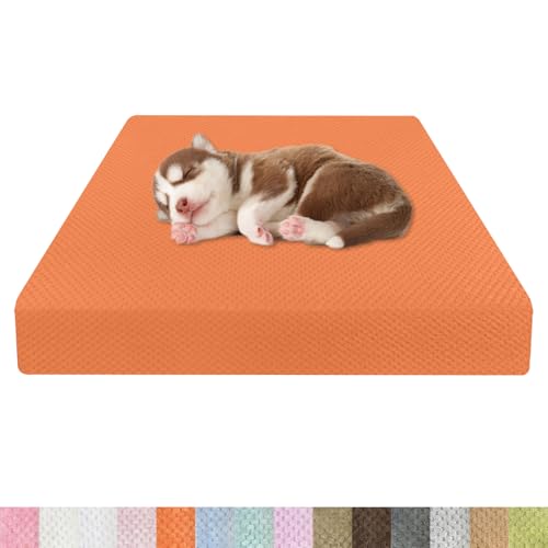 Kimgull Orthopädisches Hundebett Ananasstoff Hundematte 35D Schwamm Hundesofa Dog Bed rutschfest und Komfortabel Hundecouch Grosse Hunde mittelgroße Kleine 120x80x8cm Farbe29 Orange von Kimgull