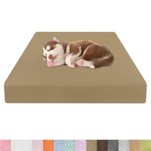 Kimgull Orthopädisches Hundebett Ananasstoff Hundematte 35D Schwamm Hundesofa Dog Bed rutschfest und Komfortabel Hundecouch Grosse Hunde mittelgroße Kleine 125x80x8cm Farbe34 Hellbraun von Kimgull