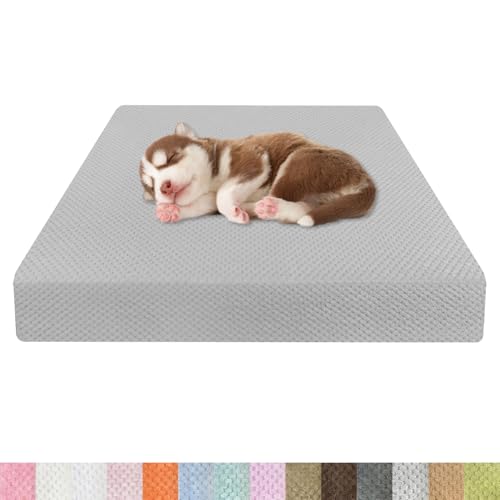 Kimgull Orthopädisches Hundebett Ananasstoff Hundematte 35D Schwamm Hundesofa Dog Bed rutschfest und Komfortabel Hundecouch Grosse Hunde mittelgroße Kleine 40x30x15cm Farbe46 Hellgrau von Kimgull