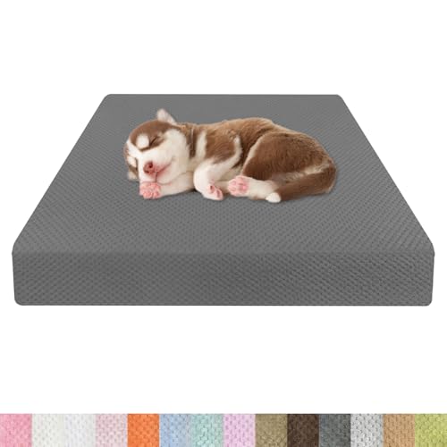 Kimgull Orthopädisches Hundebett Ananasstoff Hundematte 35D Schwamm Hundesofa Dog Bed rutschfest und Komfortabel Hundecouch Grosse Hunde mittelgroße Kleine 75x55x8cm Farbe39 Grau von Kimgull