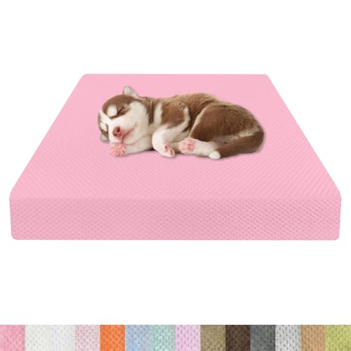 Kimgull Orthopädisches Hundebett Ananasstoff Hundematte 35D Schwamm Hundesofa Dog Bed rutschfest und Komfortabel Hundecouch Grosse Hunde mittelgroße Kleine 80x55x8cm Farbe24 Rosa von Kimgull