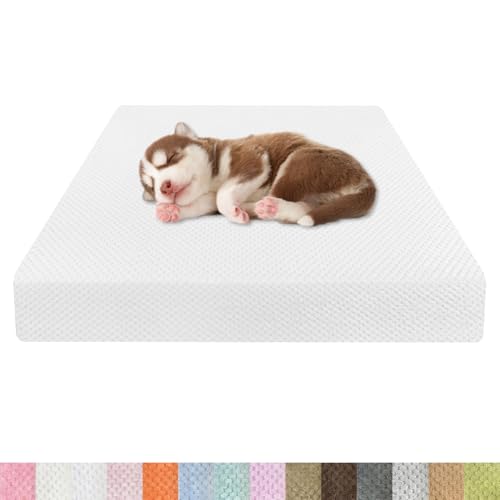 Kimgull Orthopädisches Hundebett Ananasstoff Hundematte 35D Schwamm Hundesofa Dog Bed rutschfest und Komfortabel Hundecouch Grosse Hunde mittelgroße Kleine 85x50x8cm Farbe26 Weiß von Kimgull
