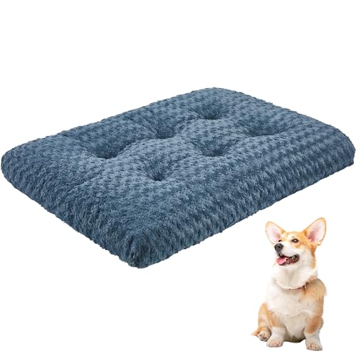 Waschbares Hundebett aus Plüsch, bequeme Hundehütte, rutschfeste Haustier-Schlafmatte für große, mittelgroße und kleine Hunderassen, 88,9 x 63,5 cm von Kimpets