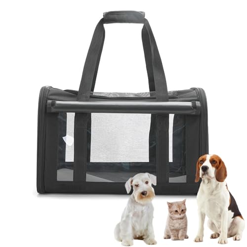 Transportbox für Hunde und Katzen, Faltbare katzentasche transporttasche, hundetragetasche Transporttasche mit Einstellbar Schultergurt katzenbox für Katzen Hunde Haustiere, schwarz von Kimuwote