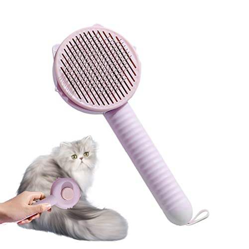 KinMokusei Haustier Hundebürste Katzenbürste,Reinigungsbürste, einfache Katzen- und Hundehaarbürste, One-Click-Reinigung von Tierhaarausfall, Verwicklungen und losem Fell (Pink) von KinMokusei