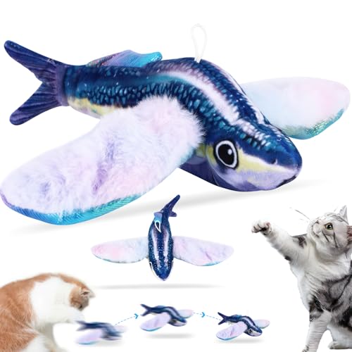 Kinberry Fliegender Fisch Spielzeug für Katzen - Weiches Katzenkauspielzeug, Bewegungsaktiviertes Bewegliches Katzenspielzeug mit Katzenminze-Paketen, USB-Aufladbar, Waschbar, Geräuscharmes Nip Kinberry Fliegender Fisch Spielzeug für Katzen - Weiches Katzenkauspielzeug, Bewegungsaktiviertes Bewegliches Katzenspielzeug mit Katzenminze-Paketen, USB-Aufladbar, Waschbar, Geräuscharmes Nip von Kinberry