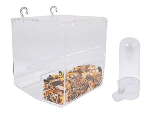 Kinekulle Vogel-Futterspender gegen Verschwendung für Käfig mit Haken, kommt mit einem kleinen Futter- und Wasserspender Kinekulle Vogel-Futterspender gegen Verschwendung für Käfig mit Haken, kommt mit einem kleinen Futter- und Wasserspender von Kinekulle