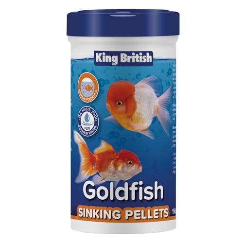 King British Goldfisch sinkende Pellets 150g - Multi-Vitamin-Alleinfuttermittel - Für Kaltwasserfische - Natürliche Inhaltsstoffe - Klarwasserformel - Hilft das Risiko von Schwimmblasenerkrankungen zu King British Goldfisch sinkende Pellets 150g - Multi-Vitamin-Alleinfuttermittel - Für Kaltwasserfische - Natürliche Inhaltsstoffe - Klarwasserformel - Hilft das Risiko von Schwimmblasenerkrankungen zu von King British