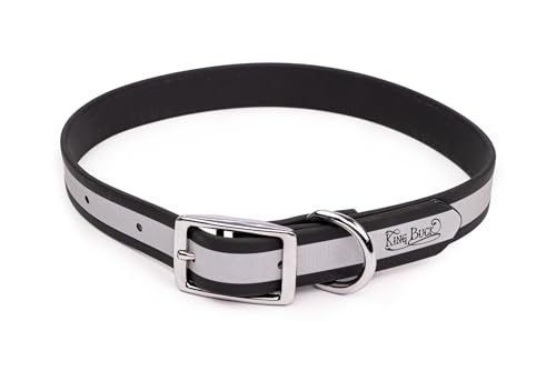 King Buck Hundehalsband, wasserdicht, weich, reflektierend, mit D-Ring, Schwarz, Größe S von King Buck