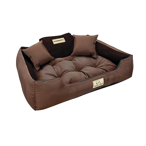 KingDog Hundebett aus Wasserdichtem Codura-PVC Tierbett Haustierbett 100% Polyester Gewicht: 190 g/m2 Waschbar (Außenmaße: 100x75cm/Innenmaße: 80x60cm, Braun) von KingDog