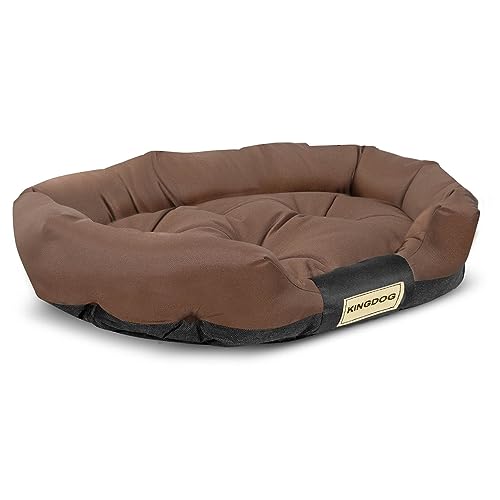 KingDog Prestige Hundebett Tierbett Haustierbett Oval Wasserdichtes PVC Codura 100% Polyester Gewicht: 240gr/m2 (100 x 75 cm, Braun) von KingDog