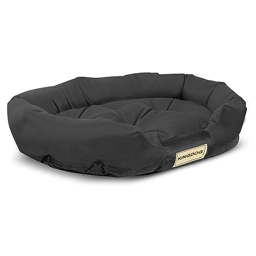 KingDog Prestige Hundebett Tierbett Haustierbett Oval Wasserdichtes PVC Codura 100% Polyester Gewicht: 240gr/m2 (100 x 75 cm, Schwarz) von KingDog