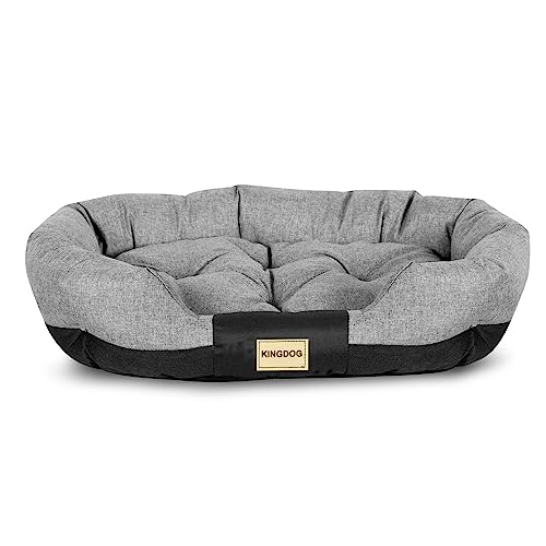 KingDog Prestige Hundebett Tierbett Haustierbett Oval Wasserdichtes PVC Codura 100% Polyester Gewicht: 240gr/m2 Dunkelgrau (100x75cm) von KingDog