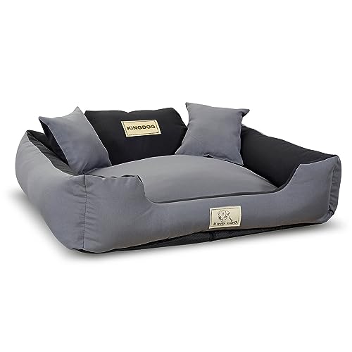 KingDog Rutschfestes Hundebett mit Reißverschluss aus Panama Stretch MM43 Tierbett Haustierbett Zerlegbar Und Waschbar 100% Polyester 160 g/m2 (Außenmaße: 100x75cm/Innenmaße: 80x60cm, Dunkelgrau) von KingDog