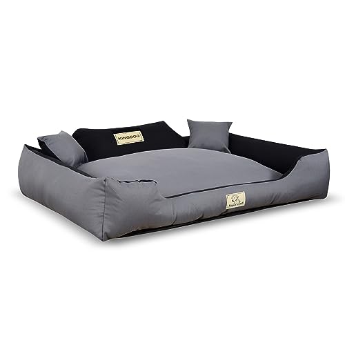 KingDog Rutschfestes Hundebett mit Reißverschluss aus Panama Stretch MM43 Tierbett Haustierbett Zerlegbar Und Waschbar 100% Polyester 160 g/m2 (Außenmaße: 115x95cm/Innenmaße: 100x80cm, Dunkelgrau) von KingDog