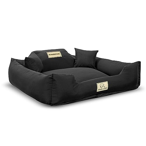 KingDog Rutschfestes Hundebett mit Reißverschluss aus Panama Stretch MM43 Tierbett Haustierbett Zerlegbar Und Waschbar 100% Polyester 160 g/m2 (Außenmaße: 75x65cm/Innenmaße: 60x50cm, Schwarz) von KingDog