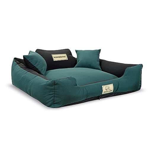 KingDog Rutschfestes Hundebett mit Reißverschluss aus Panama Stretch MM43 Tierbett Haustierbett Zerlegbar Und Waschbar 100% Polyester Gewicht: 160 g/m2 (Außenmaße: 100x75cm/Innenmaße: 80x60cm, Grün) von KingDog