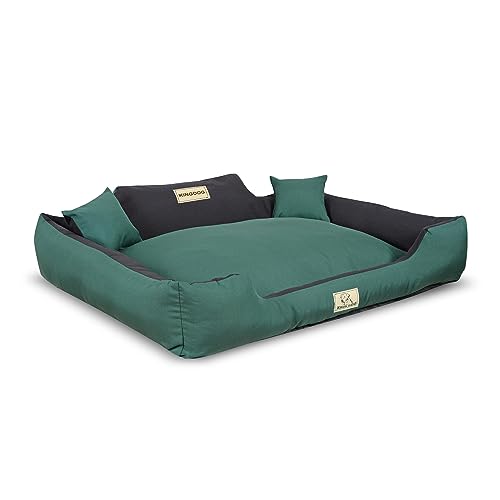 KingDog Rutschfestes Hundebett mit Reißverschluss aus Panama Stretch MM43 Tierbett Haustierbett Zerlegbar Und Waschbar 100% Polyester Gewicht: 160 g/m2 (Außenmaße: 115x95cm/Innenmaße: 100x80cm, Grün) von KingDog