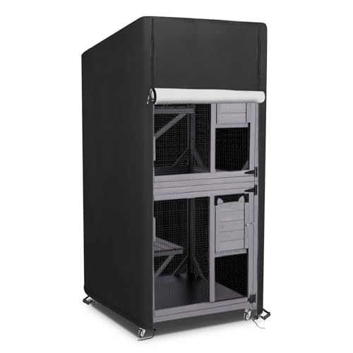 Kingling Outdoor Katzenhaus Abdeckung für große Catio Universal Catio Abdeckung Wasserdicht & Staubdicht Haustiergehege Abdeckungen für Katzenhäuser & Hütten - 84x84x180cm (Schwarz) von Kingling