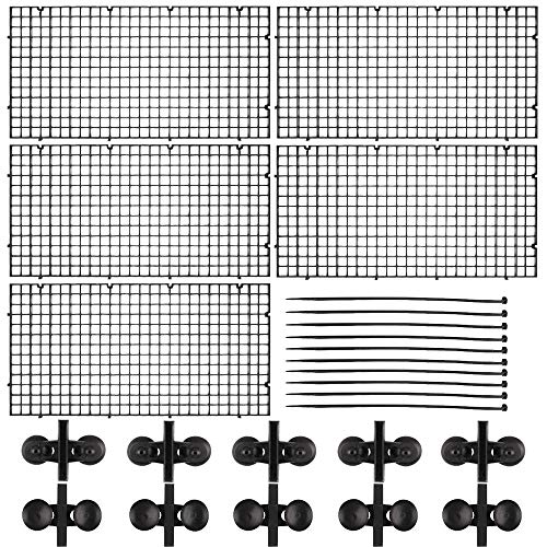 Kingrun 5 Stück Trennwand für Aquarien Fisch Tank Teiler Kunststoff Gitter Teiler Isolation Board Divider Filter Patition Board Net Aquarium Gitter Divider mit Saugerclips und Schwarze Kabelbinder von Kingrun