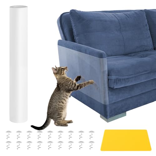 Kinsinder Transparente Katzen Kratzschutzfolie Selbstklebend (30x300cm), Schutzfolie für Sofa, Möbel & Türen, Kratzschutz Tape gegen Katzenkrallen, Abriebfeste Schutzfolie Transparent von Kinsinder