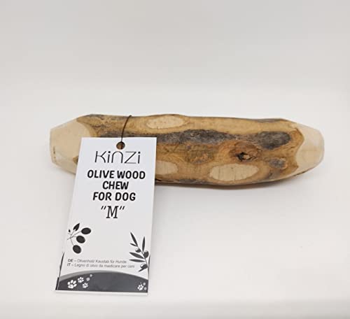 Kinzi Olivenholz - Kaustab für Hunde M: Kauholz Hundespielzeug Kauknochen natürliche Zahnpflege von Kinzi