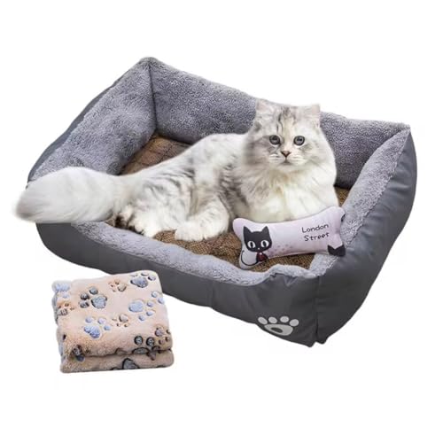 Kioball Hundebett, Katzen-/Hundesofa, Hundehütte, Nest, Höhle, Rechteckig, Weiches Katzen-/Hundesofa mit Kühlmatte, Decke und Spielzeugknochen Kioball Hundebett, Katzen-/Hundesofa, Hundehütte, Nest, Höhle, Rechteckig, Weiches Katzen-/Hundesofa mit Kühlmatte, Decke und Spielzeugknochen von Kioball